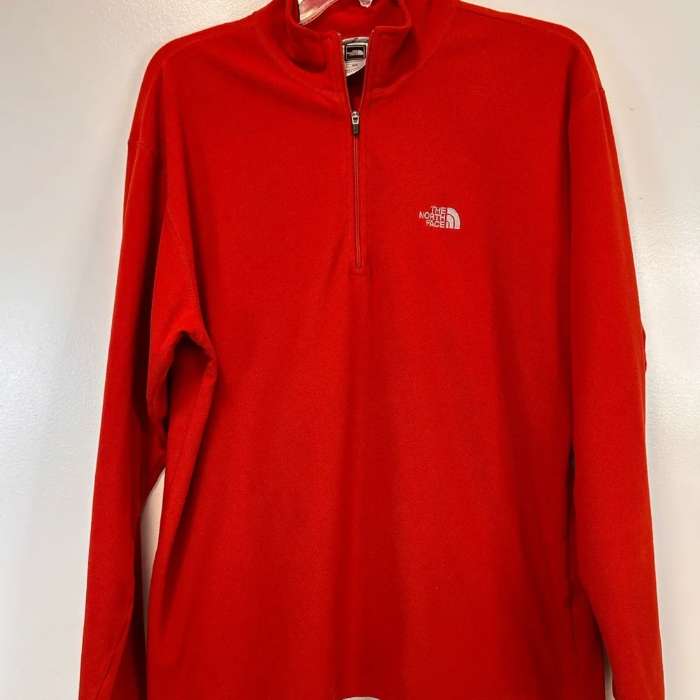 The North Face Men's TKA 100 Fleece Aldo‎ 1/4-Zip Pullover Reddish Orange Medium